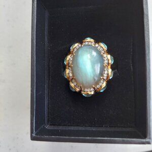 13.93 ct Labradorite & 3.67 ctw Topaz & Zircon Sterling Silver 8.90gr Ring Sz 7